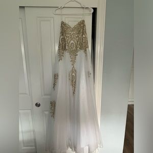 Gold and white prom dress